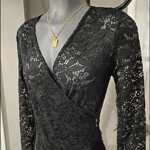 Black lace bodysuit top